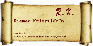 Riemer Krisztián névjegykártya