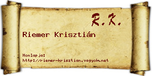 Riemer Krisztián névjegykártya